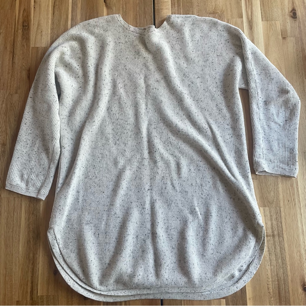 Eileen Fisher Flecked/Speckled Ivory Cotton Pullover Sweater